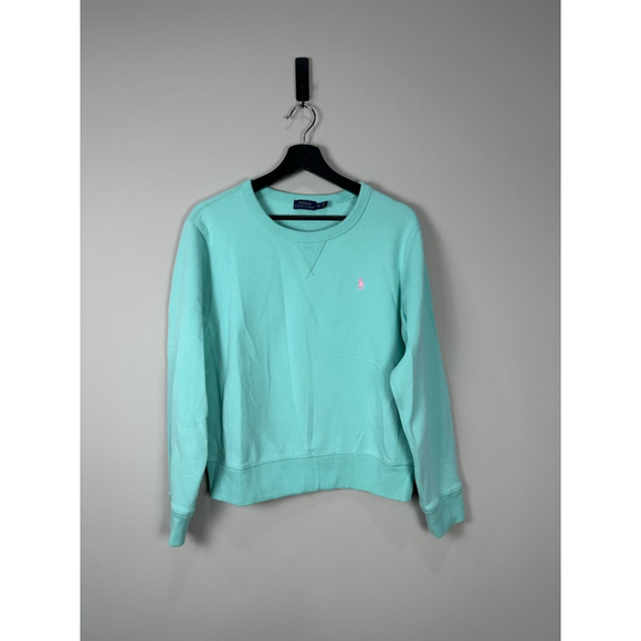 Women's Polo Ralph Lauren Aqua w/Pink Logo Crewneck Sweatshirt XL - Picture 1 of 9